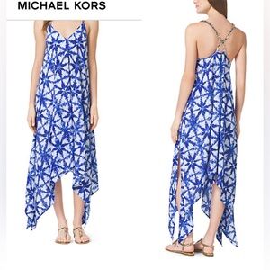 Michael Kors Handkerchief Midi Dress with Gold Hardware Chain Straps